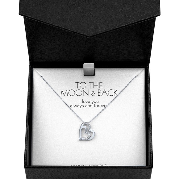 NWT Diamond Accent Double Heart Necklace in Sterling Silver - Picture 3 of 5